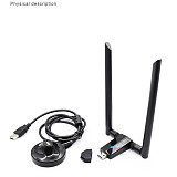 XT-XINTE USB WiFi Antenna Adapter Free Controller AC1200Mbps Wireless Wifi Adapter USB3.0 Network Card IEEE 802.11AC Dual Band 2.4G / 5.8G