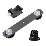 BGNING Universal Dual Flash Bracket Holder Cold Hot Shoe Mount Adapter 1/4  Handle Screw for GoPro Action Camera LED Speedlite DSLR Accessories