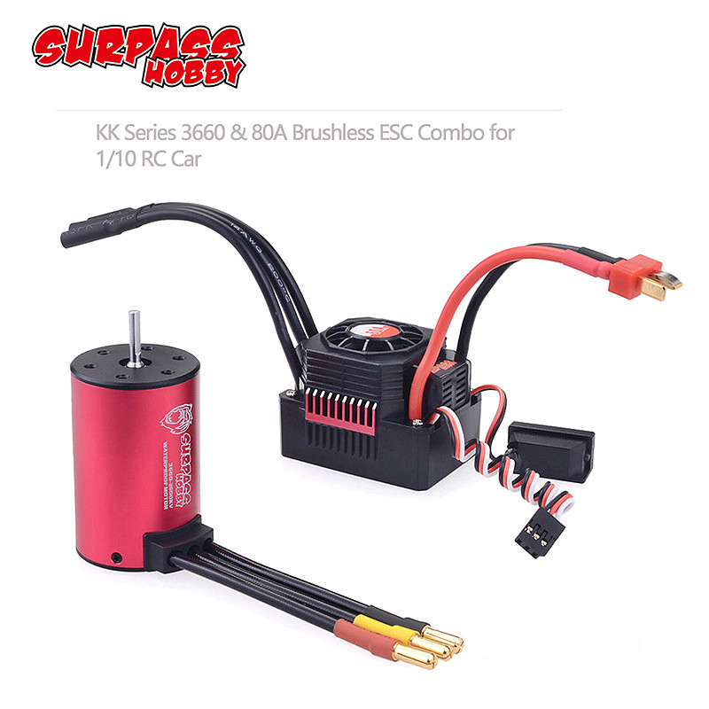 Surpass Hobby New Waterproof Combo 3660 5.0mm 1750KV 2200KV 2600KV 3100KV 3300KV 3500KV Brushless Motor w/Heat sink 80A ESC Combo
