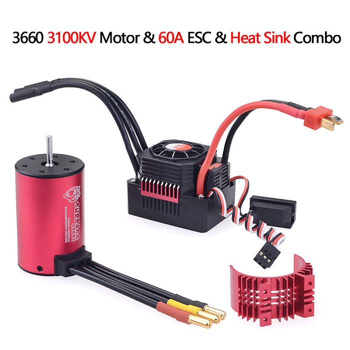 Surpass Hobby New KK Waterproof Combo 3660 2600KV Brushless Motor w/Heat Sink 60A ESC Speed Controller for RC Car