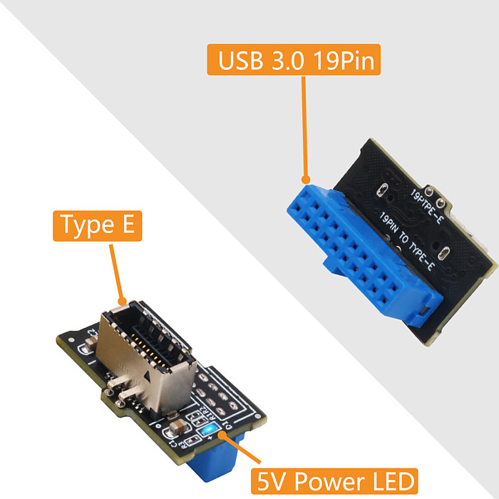 XT-XINTE Upgrade Vertical Version USB 3.1 Front Panel Key Plug-A Type E To USB 3.0 20Pin Male Connector Motherboard Extension Adapter