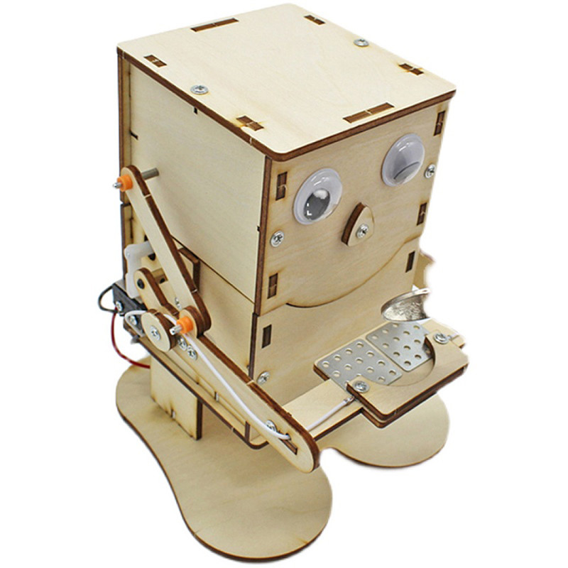 FEICHAO DIY Steam Toys Environmental Wood Model Swallow Coins Robot Puzzle Toy Technology Education Science Kids Toy Kit
