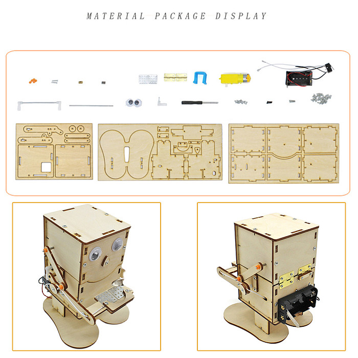 FEICHAO DIY Steam Toys Environmental Wood Model Swallow Coins Robot Puzzle Toy Technology Education Science Kids Toy Kit