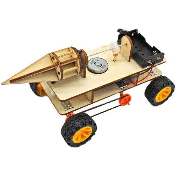FEICHAO Wooden Electric Robot Car Miniature DIY Handmade Kids Science Experiment Toy for Children Gift