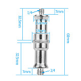 1/4  to 3/8  Spigot Stud Male to Male Screw Adapter Metal SLR Camera Hand Tool for Flash Light Tripod Photo Studio Accessories