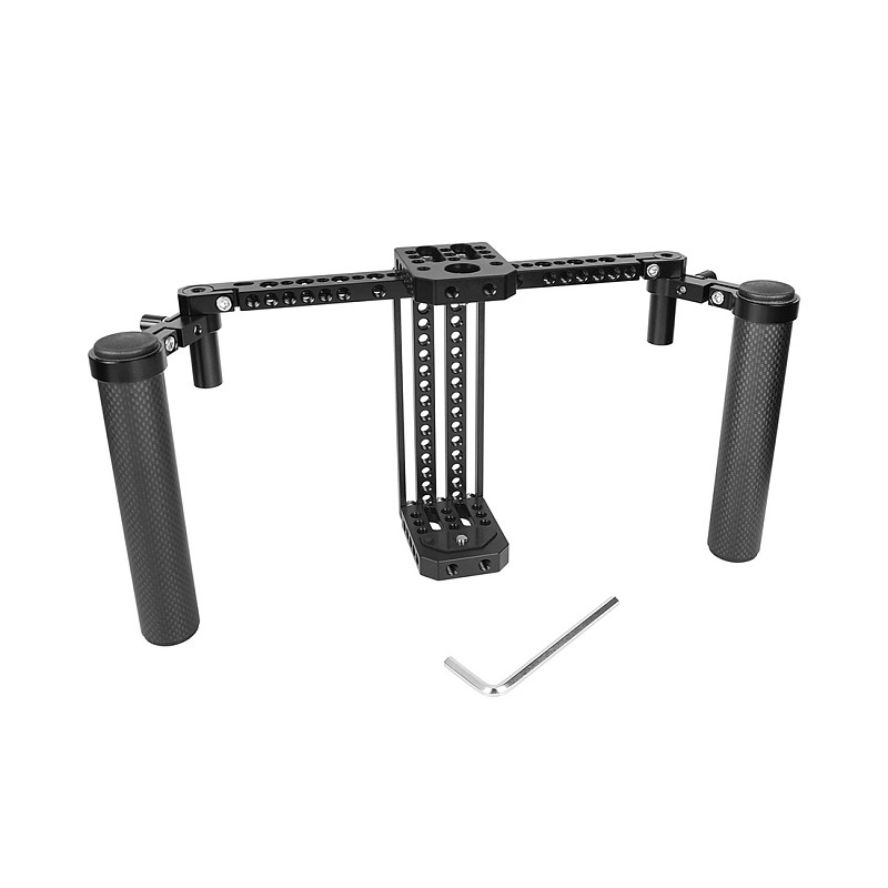 FEICHAO Adjustable 7  LCD Monitor Cage Rig with Dual Carbon Fiber Handle Support Bracket for SmallHD 700 Series Photography Accessories
