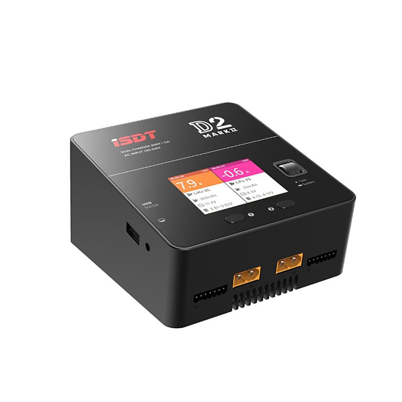 ISDT D2 MarkⅡ AC 200W 12A 2-6S Dual Channel Battery Balance Charger For Lilon LiPo LiHV NiMH Pb Gaoneng Tattu Battery RC Models