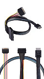 XT-XINTE 50cm SFF8611 42Pin To U.2 SAS SFF-8639+15Pin SATA Connector Cable Power Cord Server Data Connect Cable For PC Desktop