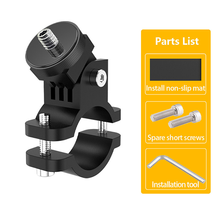 FEICHAO Aluminum Alloy Motorcycle Bracket Recorder Sports Camera Bike Riding 1/4  Mounting Seat Base Adapter Handle Bar Holder Clip