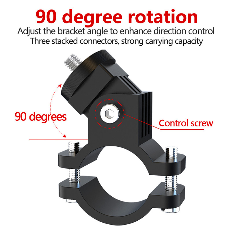 FEICHAO Aluminum Alloy Motorcycle Bracket Recorder Sports Camera Bike Riding 1/4  Mounting Seat Base Adapter Handle Bar Holder Clip