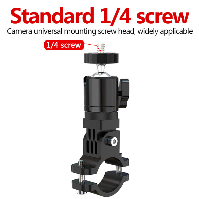 FEICHAO Aluminum Alloy Motorcycle Bracket Recorder Sports Camera Bike Riding 1/4  Mounting Seat Base Adapter Handle Bar Holder Clip