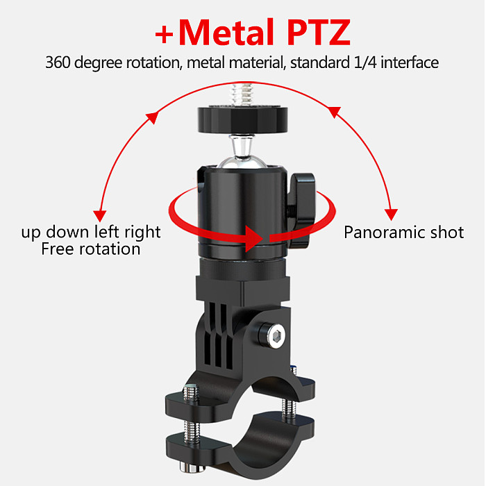 FEICHAO Aluminum Alloy Motorcycle Bracket Recorder Sports Camera Bike Riding 1/4  Mounting Seat Base Adapter Handle Bar Holder Clip
