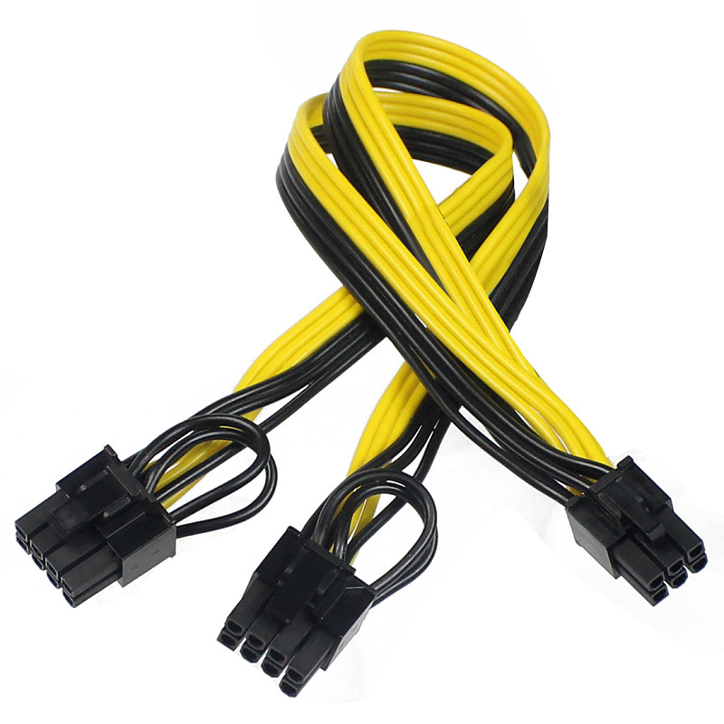 XT-XINTE 6-pin to PCIE Dual 6+2-pin (6-pin/8-pin) Power Splitter Cable GPU Graphics Card 6Pin to 2x8pin Power Supply Cable Cord