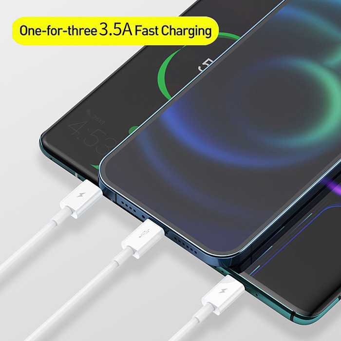 Baseus 3in1 Type-c USB Fast Charge Data Charger Cable Lead for iPhone Huawei charging data cable