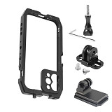 Feichao Smartphone Video Cage Stabilizer Filmmaking Case Rig with Moment Lens Mount for iPhone 12 / 12 Pro Mobile Phone Double Cold Shoe Extension Handheld Tripod Bracket Microphone Light Vlogging Photo Studio Kit