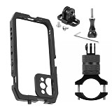Feichao Smartphone Video Cage Stabilizer Filmmaking Case Rig with Moment Lens Mount for iPhone 12 / 12 Pro Mobile Phone Double Cold Shoe Extension Handheld Tripod Bracket Microphone Light Vlogging Photo Studio Kit