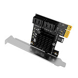 FEICHAO 4 Port 6G SATA3.0 PCIe Controller Card PCI-e x1 to SATA III Adapter Converter PCI Express Expansion Card with Marvell9215 Chip
