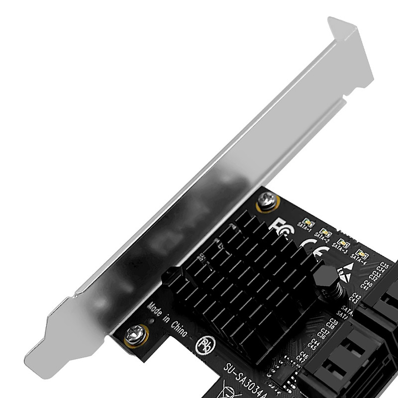 FEICHAO 4 Port 6G SATA3.0 PCIe Controller Card PCI-e x1 to SATA III Adapter Converter PCI Express Expansion Card with Marvell9215 Chip