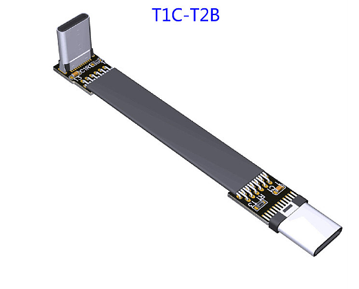 ADT-Link USB 3.2Type C to Type C Flat Extension Cable 10Gbps 90 Degree USB C 3A Gen2x2 FPC FPV Aerial Photography Cord 3cm