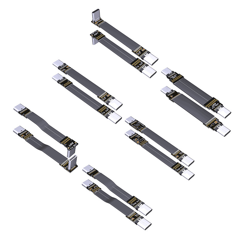 ADT-Link USB 3.2Type C to Type C Flat Extension Cable 10Gbps 90 Degree USB C 3A Gen2x2 FPC FPV Aerial Photography Cord 3cm