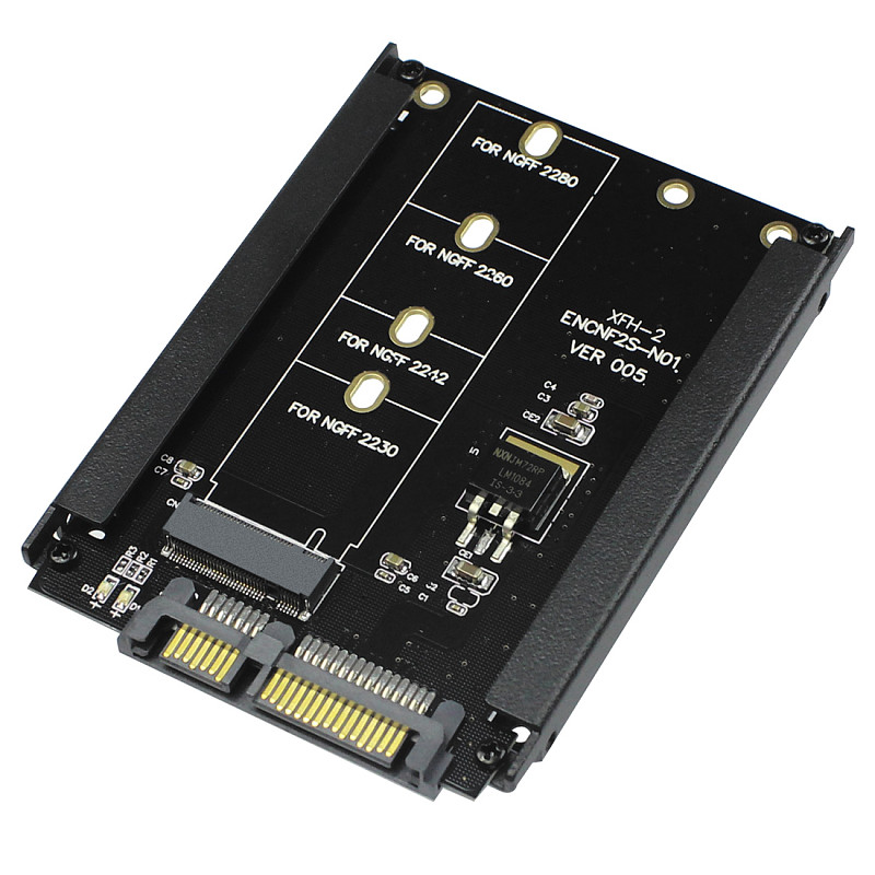 XT-XINTE Metal Case KEY B-M M.2 To SATA 22PIN 6Gb/s Adapter Card with Enclosure Socket for M2 NGFF 2230 2242 2260 2280 Size SSD