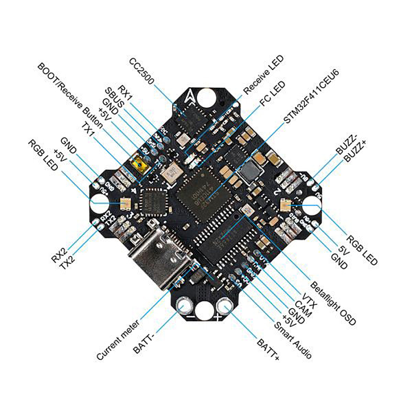 BETAFPV F4 1S 12A AIO Brushless Flight Controller Built-in SPI Frsky Receiver For Toothpick Drones