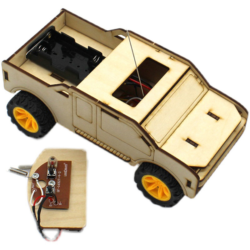 FEICHAO DIY Wooden Assembly Electric RC Car Model Kit Physical Science Experiments Technology Educational Toys For Child Gifts