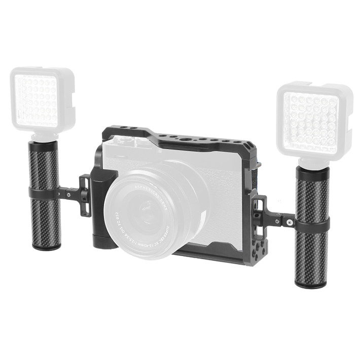 FEICHAO Aluminum Camera Cage for Fuji X-E4 Form-fitting Border Frame w/ Cold Shoe Arri Mount Handgrip Wristband Light Monitor Holder