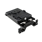 FEICHAO V-Lock Quick Release Cheese Plate Power Supply Splitter With Standard 15mm Rod Clamp For DSLR Camera Rig Battery Mounting
