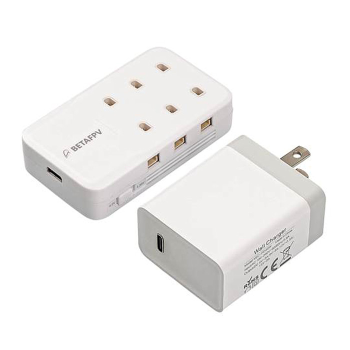 BETAFPV 30W 6 Ports 1S Battery Charger Board w US/EU Adapter Type-C Connector for Lipo 4.2V/LiHV 4.35V Battery FPV Racing Drone