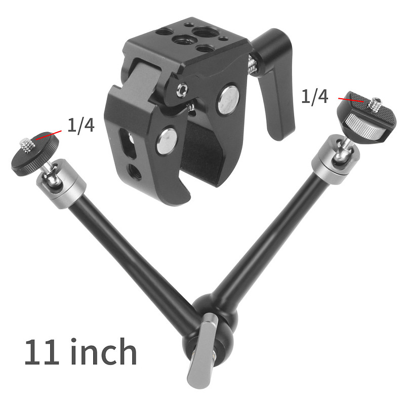 FEICHAO Multi-function Adjustable Magic Arm Super Crab Claw Clamp w 1/4 3/8 ARRI Thread for DSLR Camera Monitor Photo Studio Accessory