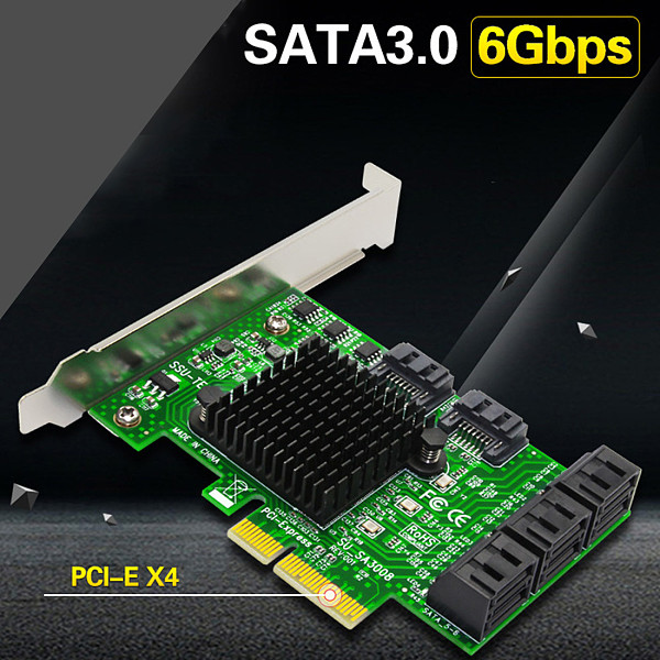 XT-XINTE SATA Riser Card 8-port PCI-Express Expansion Card 6Gbps PCI-E to SATA 3.0 Card Adapter for SSD IPFS BTC Miner Coin Chia Mining