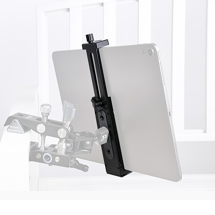 FCLUO XJ-15 Universal Aluminum Tablet Clamp Phone Stand Holder Clip Tripod Cold Shoe Mount Bracket for Mobile Tablets 12.9in 130-230mm