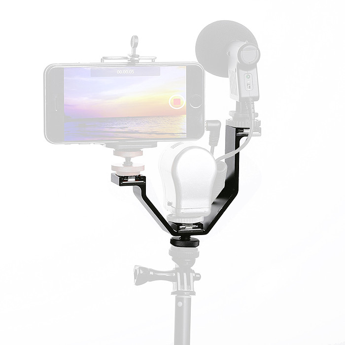 BGNING V-Shaped Bracket Aluminium Alloy Universal Triple Cold Shoe Mount Bracket 3 Shoe for SLR Camera or Camcorder Accessory Such as LED Video Light, Microphone, Monitor, Flash