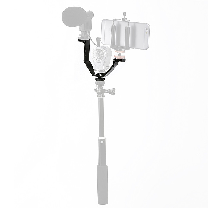 BGNING V-Shaped Bracket Aluminium Alloy Universal Triple Cold Shoe Mount Bracket 3 Shoe for SLR Camera or Camcorder Accessory Such as LED Video Light, Microphone, Monitor, Flash