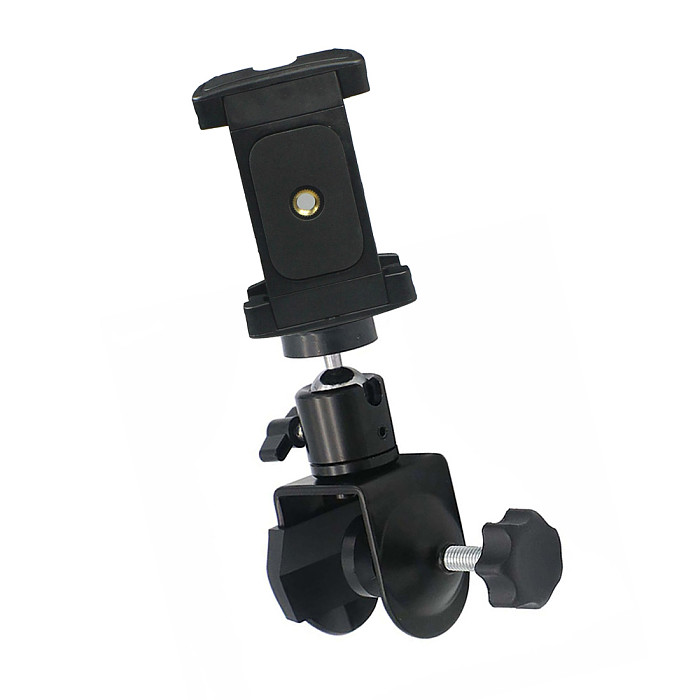 FEICHAO Desktop C Type Camera Screw Clamp with Foldable Phone Mount Clip for 5.6-10.4cm Smartphone
