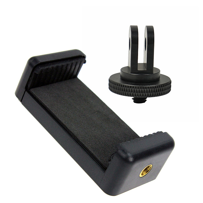 FEICHAO Universal Cell Phone Holder Clip Adapter with 1/4 Adapter for 56-85mm Smart Cell Phone Tripod Self Timer Handheld Grip Self-Portrait Monop