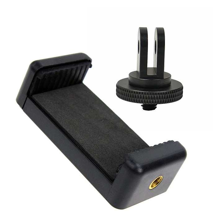 FEICHAO Universal Cell Phone Holder Clip Adapter with 1/4 Adapter for 56-85mm Smart Cell Phone Tripod Self Timer Handheld Grip Self-Portrait Monop
