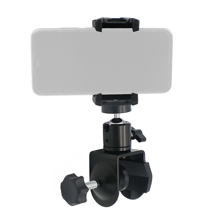FEICHAO Desktop C Type Camera Screw Clamp with Foldable Phone Mount Clip for 5.6-10.4cm Smartphone
