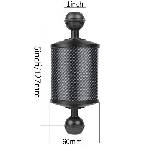 Underwater Upgraded Carbon Fiber Float Buoyancy Aquatic Arm 10  12  Length Dia 60mm Dual Ball for Gopro DSLR Camera Diving Tray