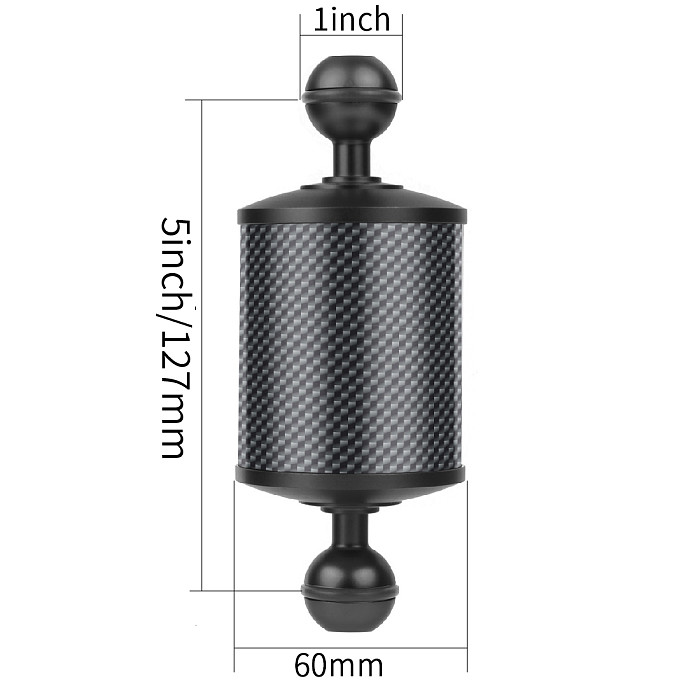 Underwater Upgraded Carbon Fiber Float Buoyancy Aquatic Arm 10  12  Length Dia 60mm Dual Ball for Gopro DSLR Camera Diving Tray