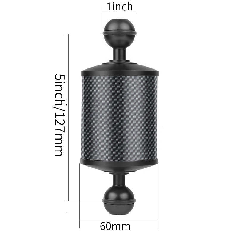 Underwater Upgraded Carbon Fiber Float Buoyancy Aquatic Arm 10  12  Length Dia 60mm Dual Ball for Gopro DSLR Camera Diving Tray