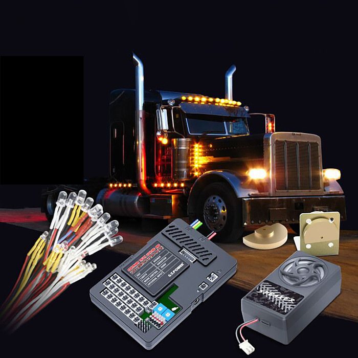 G.T.Power Upgraded Container Truck Lighting & Voice Vibration System Pro 60A w/APP Control Function Vibration Motor for RC Truck