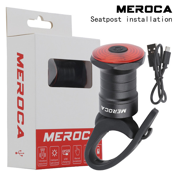 MEROCA Battery Life Version Smart Sensor Brake Tail Light Bicycle  USB Charging For Road Mountain Bike Night Riding Warning