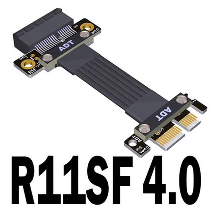 PCI-E X1 Riser Cable Dual 90 Degree PCIe 4.0 x1 To x1 Extension Cable PCI Express 1x Riser Card Ribbon Extender Gen4 16G/Bps