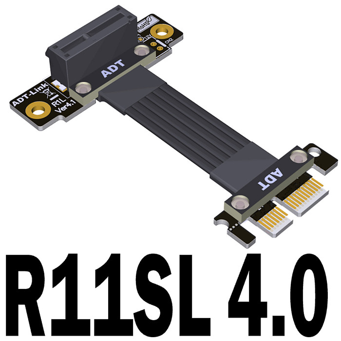 PCI-E X1 Riser Cable Dual 90 Degree PCIe 4.0 x1 To x1 Extension Cable PCI Express 1x Riser Card Ribbon Extender Gen4 16G/Bps