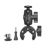 BGNING Plastic Double Ball Head Multi-Angle Adjustment Bike Motorcycle Mount Bracket 360° Rotating Mobs Hand Shooting Power Clip Applicable