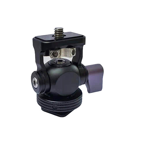 BGNING Mini Ball Head 360 Hot Shoe Mount Panoramic Monitor Bracket Camera Gimbal 1/4 Inch Cold Shoe Adapter for Tripod Light Flash Bracket