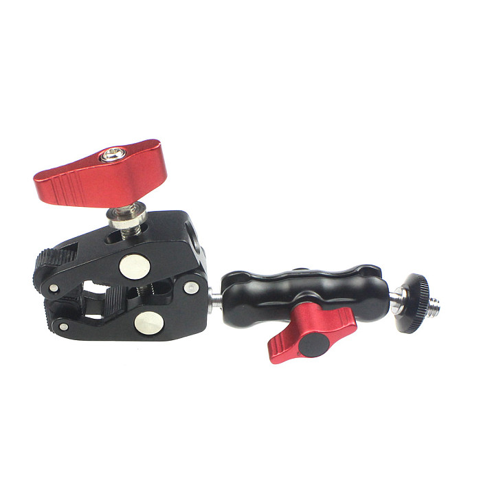 BGNING Aluminum DSLR Camera Magic Arm Dual 1/4  Ball Head Mount Handlebar Super Clamp for Hotshoe Monitor Tripod Rig for Canon Nikon