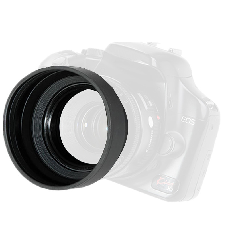 BGNing 3 in1 Collapsible Rubber Hood 49 52 55 58 62 67 72 77 82mm 3-Stage Foldable Lens Hood for Canon for Nikon DSLR SLR Camera
